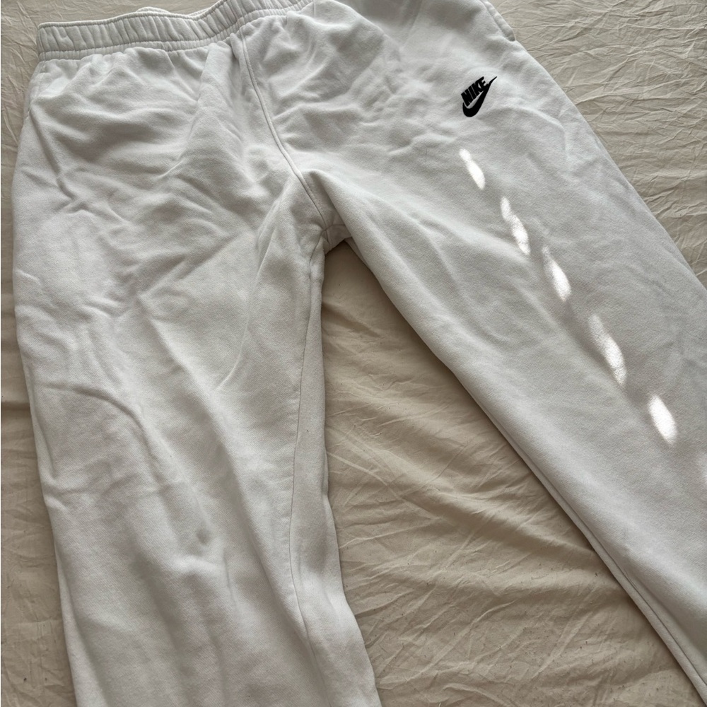 Nike White Joggers with Black Logo